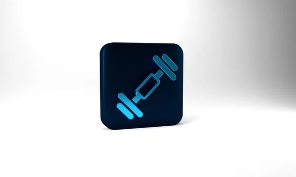 Blue Dumbbell Icon Isolated Grey Background Muscle Lifting Fitness Barbell — Stok fotoğraf