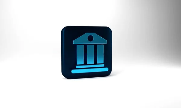 Blue Bank Building Icon Isolated Grey Background Blue Square Button — Stockfoto