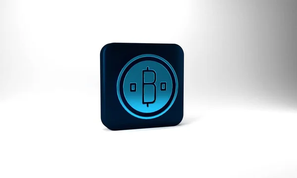 Blue Cryptocurrency Coin Bitcoin Icon Isolated Grey Background Physical Bit — 图库照片