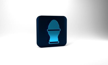 Blue Chicken egg on a stand icon isolated on grey background. Blue square button. 3d illustration 3D render.