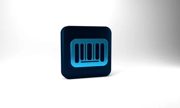 Blue Barcode Icon Isolated Grey Background Blue Square Button Illustration — 图库照片