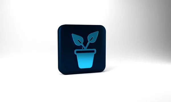 Blue Plant Pot Icon Isolated Grey Background Plant Growing Pot — Stok fotoğraf
