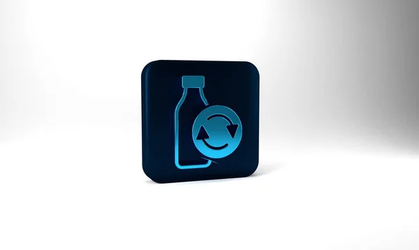 Blue Recycling Plastic Bottle Icon Isolated Grey Background Blue Square — Foto de Stock