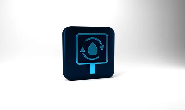 Blue Recycle Clean Aqua Icon Isolated Grey Background Drop Water — Stock Photo, Image