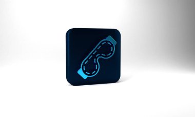 Blue Eye sleep mask icon isolated on grey background. Sleeping mask. Blue square button. 3d illustration 3D render.