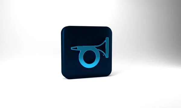 Blue Trumpet Icon Isolated Grey Background Musical Instrument Blue Square —  Fotos de Stock