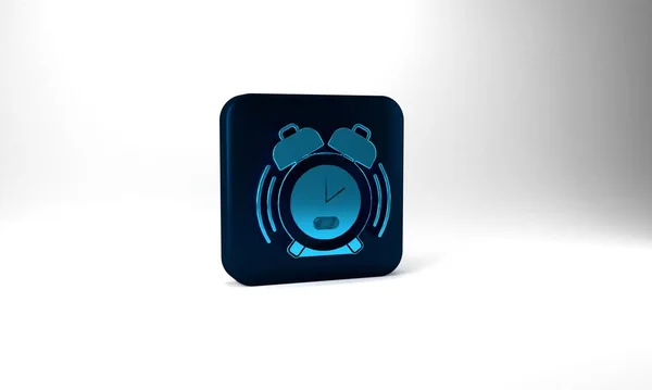Blue Alarm Clock Icon Isolated Grey Background Wake Get Concept — Stok fotoğraf