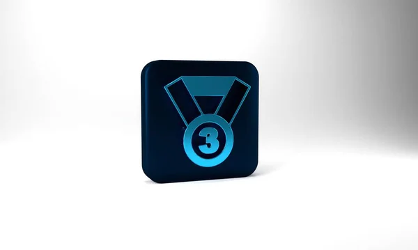 Blue Medal Icon Isolated Grey Background Winner Symbol Blue Square —  Fotos de Stock