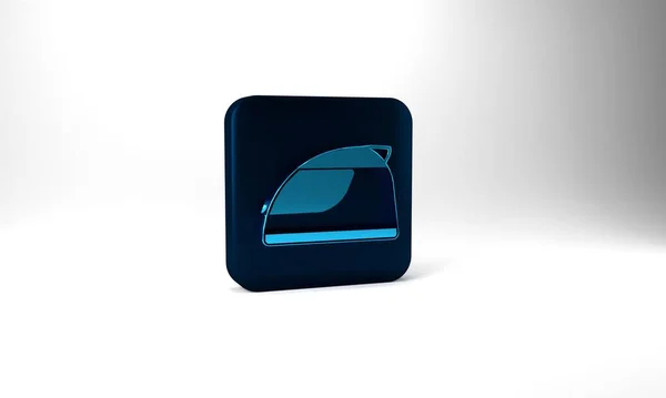 Blue Racing Helmet Icon Isolated Grey Background Blue Square Button — Fotografia de Stock