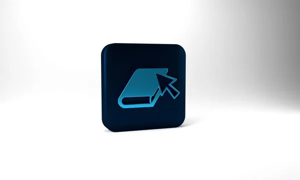 Blue Online Book Icon Isolated Grey Background Internet Education Concept — Stockfoto