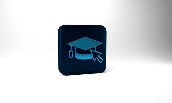 Blue Graduation Cap Cursor Icon Isolated Grey Background World Education —  Fotos de Stock
