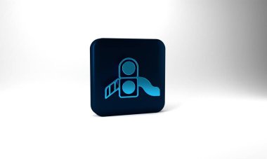 Blue Slide playground icon isolated on grey background. Childrens slide. Blue square button. 3d illustration 3D render.
