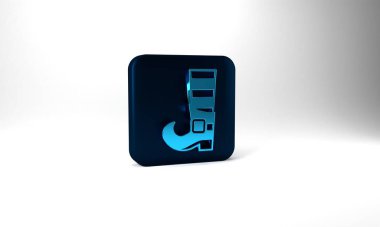 Blue Leprechaun boot icon isolated on grey background. Happy Saint Patricks day. National Irish holiday. Blue square button. 3d illustration 3D render.