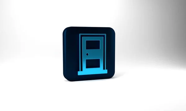 Blue Closed Door Icon Isolated Grey Background Blue Square Button — Stockfoto