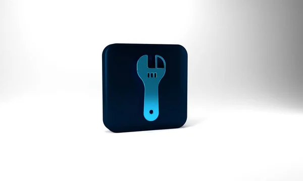 Blue Adjustable Wrench Icon Isolated Grey Background Blue Square Button — ストック写真