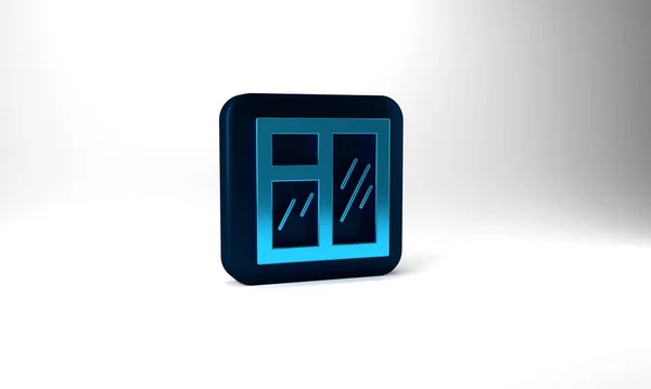 Blue Window Room Icon Isolated Grey Background Blue Square Button — Fotografia de Stock