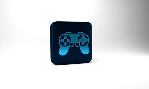 Blue Gamepad Icon Isolated Grey Background Game Controller Blue Square — 图库照片