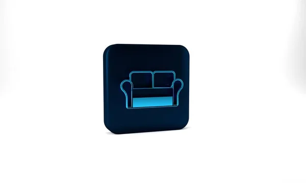 Blue Sofa Icon Isolated Grey Background Blue Square Button Illustration — Stockfoto