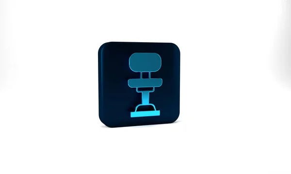 Blue Office Chair Icon Isolated Grey Background Blue Square Button — ストック写真