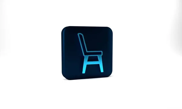 Blue Chair Icon Isolated Grey Background Blue Square Button Illustration — Stock fotografie