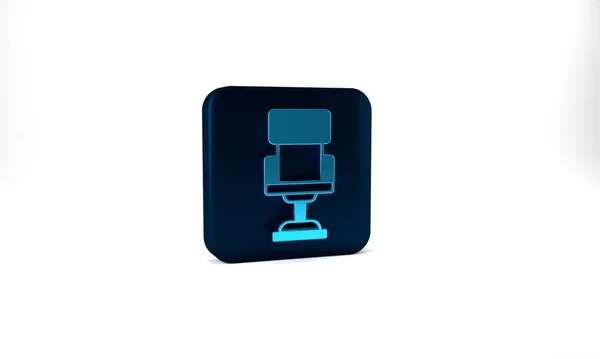 Blue Office Chair Icon Isolated Grey Background Blue Square Button — Stok fotoğraf