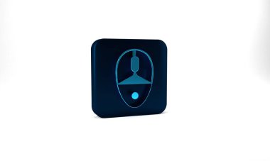 Blue Computer mouse gaming icon isolated on grey background. Optical with wheel symbol. Blue square button. 3d illustration 3D render.