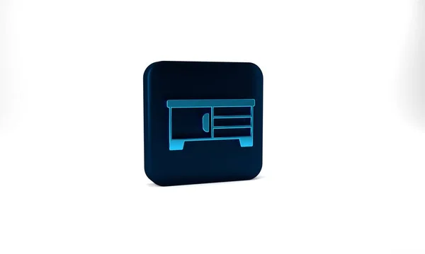 Blue Table Stand Icon Isolated Grey Background Blue Square Button — ストック写真