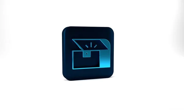 Blue Chest Game Icon Isolated Grey Background Blue Square Button — 图库照片