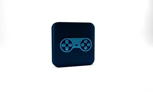 Blue Game Controller Joystick Game Console Icon Isolated Grey Background — ストック写真