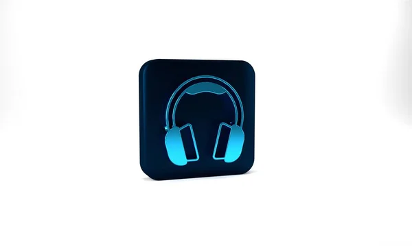 Blue Headphones Icon Isolated Grey Background Earphones Concept Listening Music — Stok fotoğraf