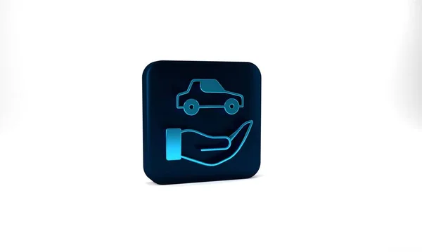 Піктограма Страхування Blue Car Ізольована Сірому Фоні Концепція Страхування Безпека — стокове фото