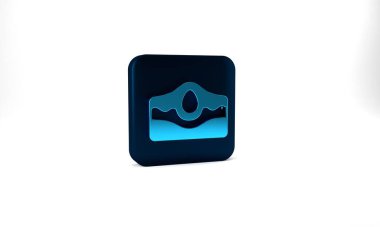 Blue Acne icon isolated on grey background. Inflamed pimple on the skin. The sebum in the clogged pore promotes the growth of a bacteria. Blue square button. 3d illustration 3D render.