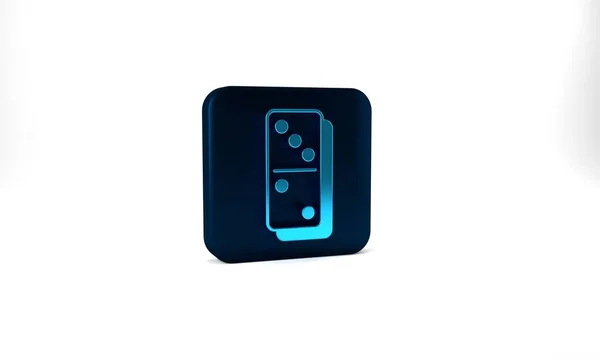 Blue Domino Icon Isolated Grey Background Blue Square Button Illustration — ストック写真