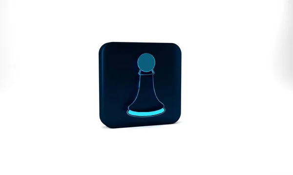 Blue Chess Pawn Icon Isolated Grey Background Blue Square Button — Stockfoto