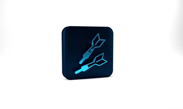 Blue Dart Arrow Icon Isolated Grey Background Blue Square Button — Stockfoto