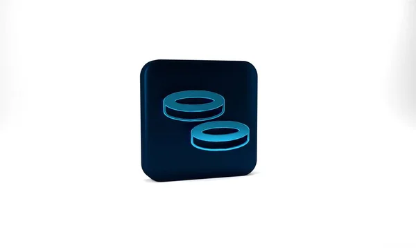 Blue Checker Game Chips Icon Isolated Grey Background Blue Square — Fotografia de Stock