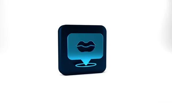 Blue Smiling Lips Icon Isolated Grey Background Smile Symbol Blue —  Fotos de Stock