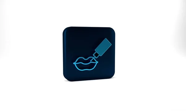 Blue Lip Augmentation Icon Isolated Grey Background Hyaluronic Acid Lips — Zdjęcie stockowe