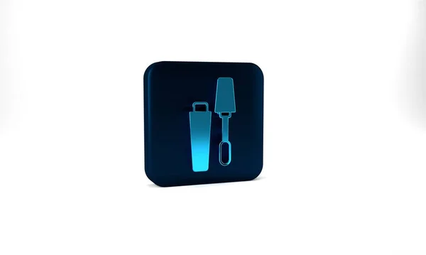 Blue Mascara Brush Icon Isolated Grey Background Blue Square Button — Stockfoto