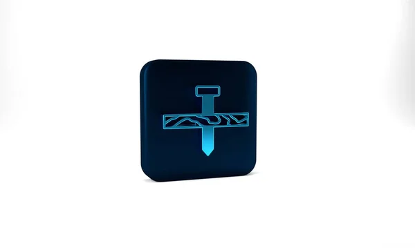 Blue Metallic Nail Wood Plank Icon Isolated Grey Background Blue — Stockfoto
