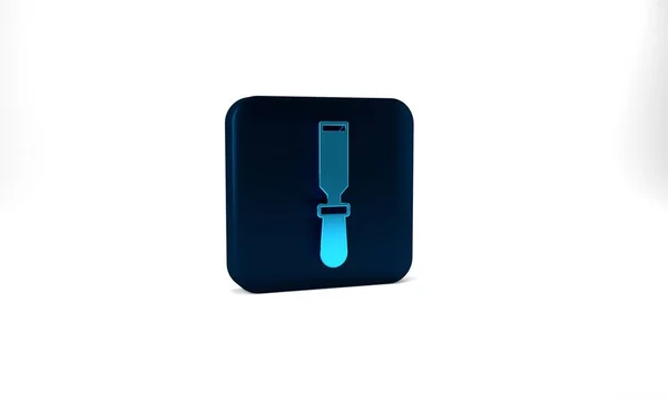 Blue Chisel Tool Wood Icon Isolated Grey Background Blue Square — Stockfoto