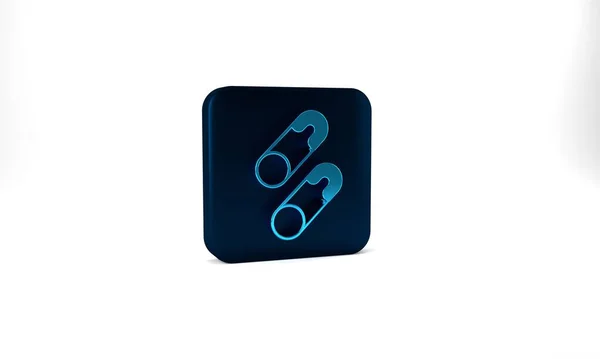 Blue Classic Closed Steel Safety Pin Icon Isolated Grey Background — ストック写真