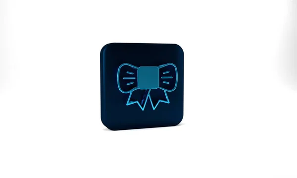 Blue Gift Bow Icon Isolated Grey Background Blue Square Button — ストック写真