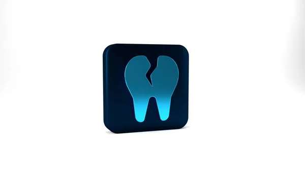 Blue Broken Tooth Icon Isolated Grey Background Dental Problem Icon — Stock Photo, Image