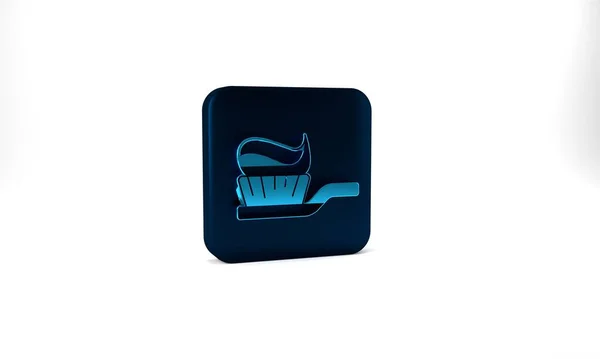 Blue Toothbrush Toothpaste Icon Isolated Grey Background Blue Square Button — Stockfoto
