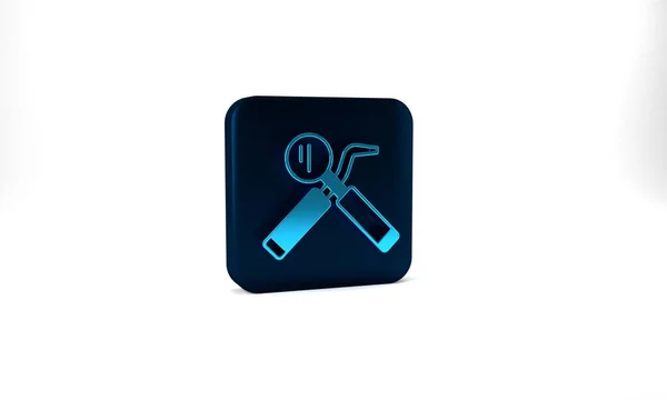 Blue Dental Inspection Mirror Probe Icon Isolated Grey Background Explorer — Stockfoto