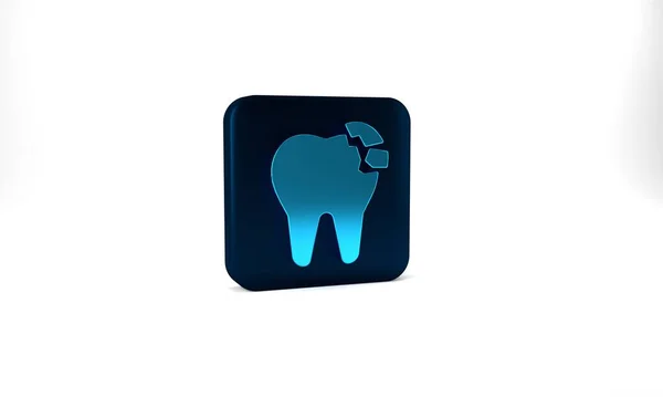 Блакитна Піктограма Зламаного Зуба Ізольована Сірому Фоні Піктограма Стоматологічної Проблеми — стокове фото