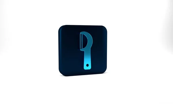 Blue Dental Floss Icon Isolated Grey Background Blue Square Button — 图库照片