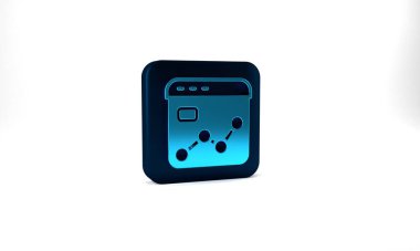 Blue Market analysis icon isolated on grey background. Report text file icon. Accounting sign. Audit, analysis, planning. Blue square button. 3d illustration 3D render.
