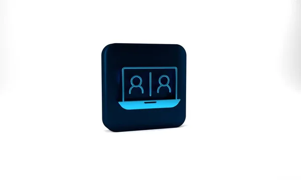 Blue Video Chat Conference Icon Isolated Grey Background Online Meeting — ストック写真
